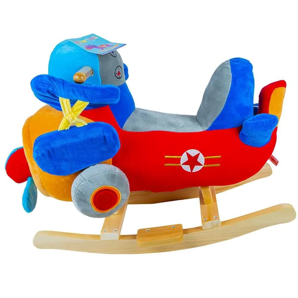 Balansoar pentru bebelusi, Avion, lemn + plus, 60x34x45 cm — miniatură
