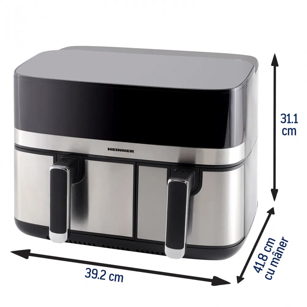 FRITEUZA DUBLA CU AER CALD HEINNER PRODUAL FUSION HAF-H9DB17BKS — miniatură