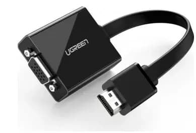 CABLU video Ugreen, "MM103" HDMI (T) la 1 x VGA (M) 1920x1080 la 60Hz cu sunet prin jack 3.5", lungime 0.15m, negru "40248" - 6957303842483