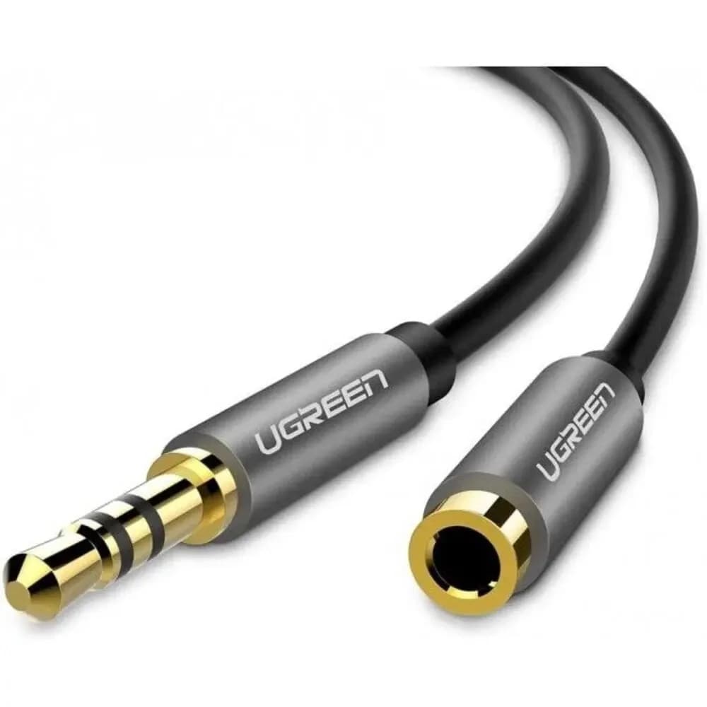 CABLU audio Ugreen, "AV118" stereo 3.5 mm jack (T) la 3.5 mm jack (M), 1.5 m, conectori auriti, negru "10593" - 6957303815937