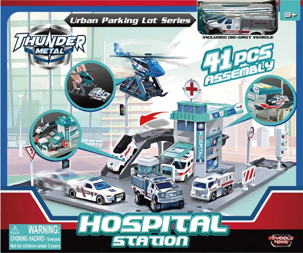 MACHETA DIE CAST, PARCARE, SCARA MASINUTA 1/64, DIMENSIUNE MASINUTA 7.5CM, DIMENSIUNE PARCARE 36 CM — miniatură