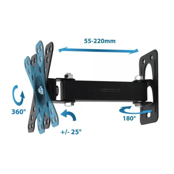 Suport Perete Esperanza Horus ERW011 12" - 50" 20 kg Negru "ERW011" — miniatură