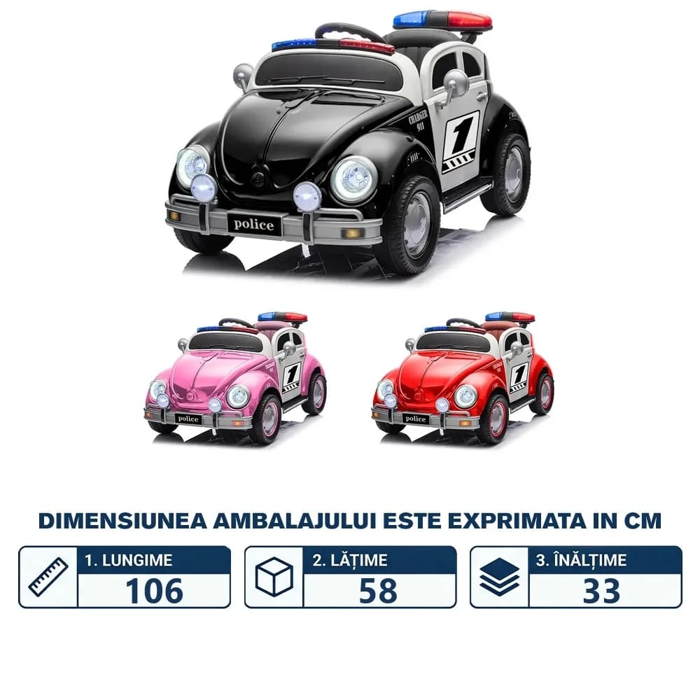 Masina politie cu acumulator, 2 motoare, 12V — miniatură