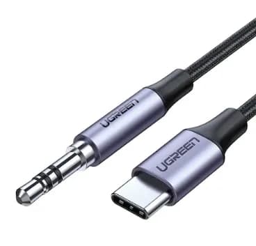 CABLU Ugreen, "AV143", USB Type-C(T) to Jack 3.5mm(T),nu are chip DAC, lungime 1m, gri "30633" - 6957303836338