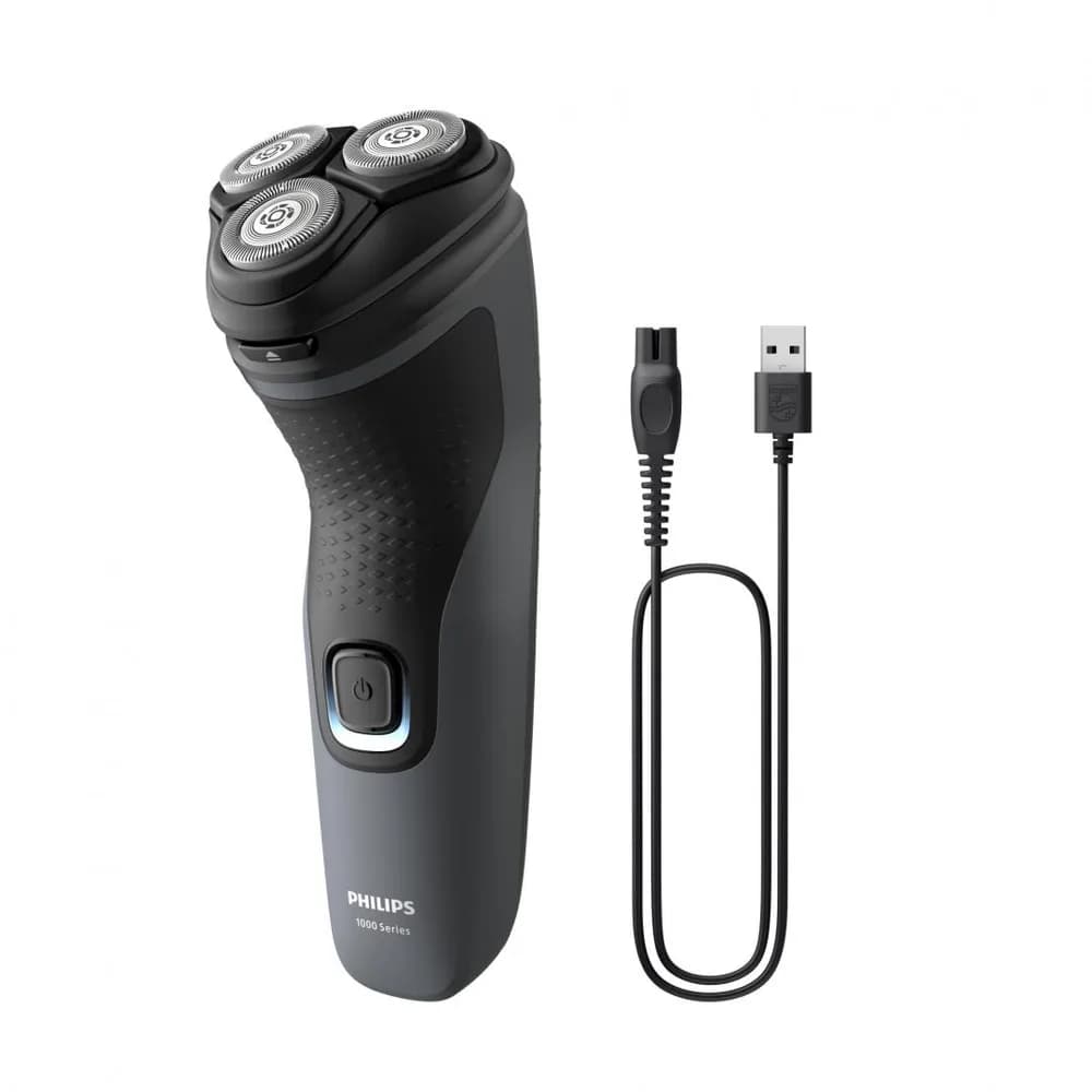 Aparat de ras PHILIPS Seria1000 S1142/00, Autonomie 40 min, 3 elemente de taiere, Gri, L x A x I (mm) 80x100x190 — miniatură