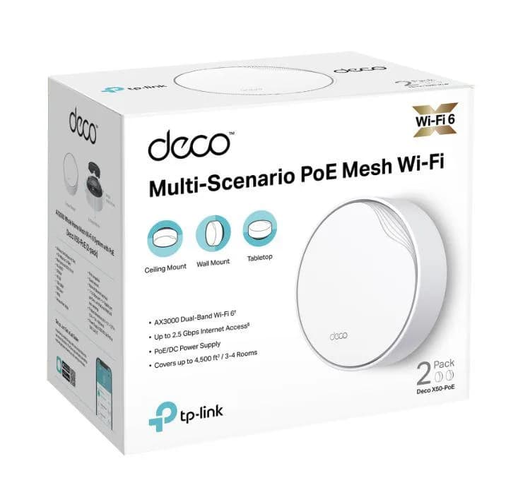 Router wireless TP-LINK Deco X50-POE, WIFI 6, Mesh, Dual Band — miniatură