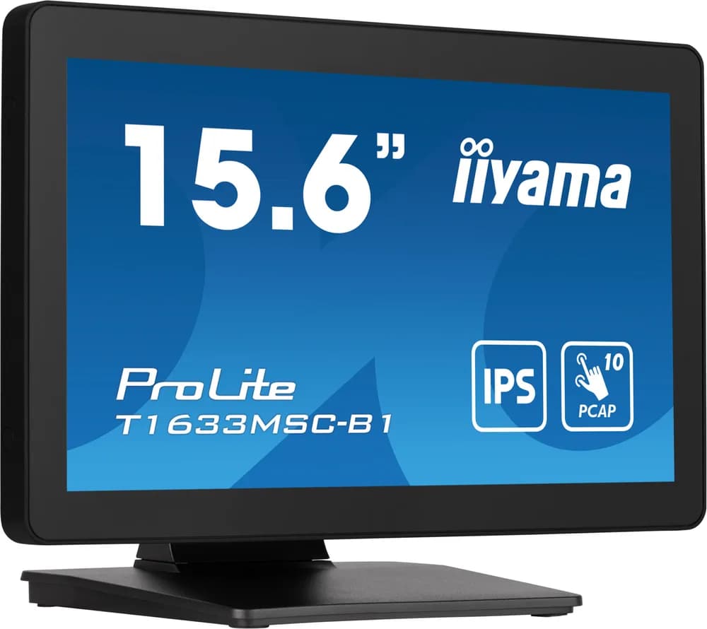Monitor IPS LED Iiyama ProLite 15.6" T1633MSC-B1, Full HD (1920 x 1080), HDMI, DisplayPort, Boxe, Touchscreen (Negru) "T1633MSC-B1" — miniatură