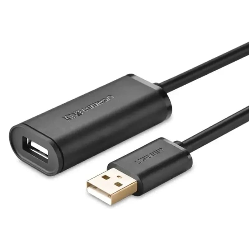 CABLU USB Ugreen prelungitor, "US121" USB 2.0 (T) la USB 2.0 (M), conectori auriti, 15m, negru, "10323" - 6957303813230