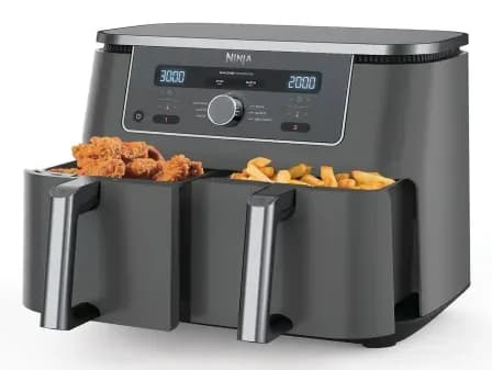 Friteuza cu aer cald Ninja Foodi Pro DualZone DZ400, 9.5 L, 6 functii (Gri) "DZ400EU" — miniatură