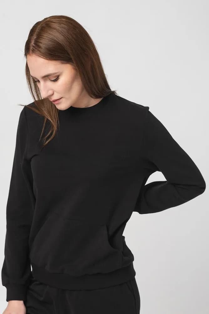 BLUZA COTON CASUAL FEMEI BLACK-L — miniatură