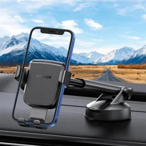 SUPORT AUTO Ugreen pt. SmartPhone, "LP200" fixare parbriz sau bord prin ventuza, negru "60990B" - 6957303893164 — miniatură