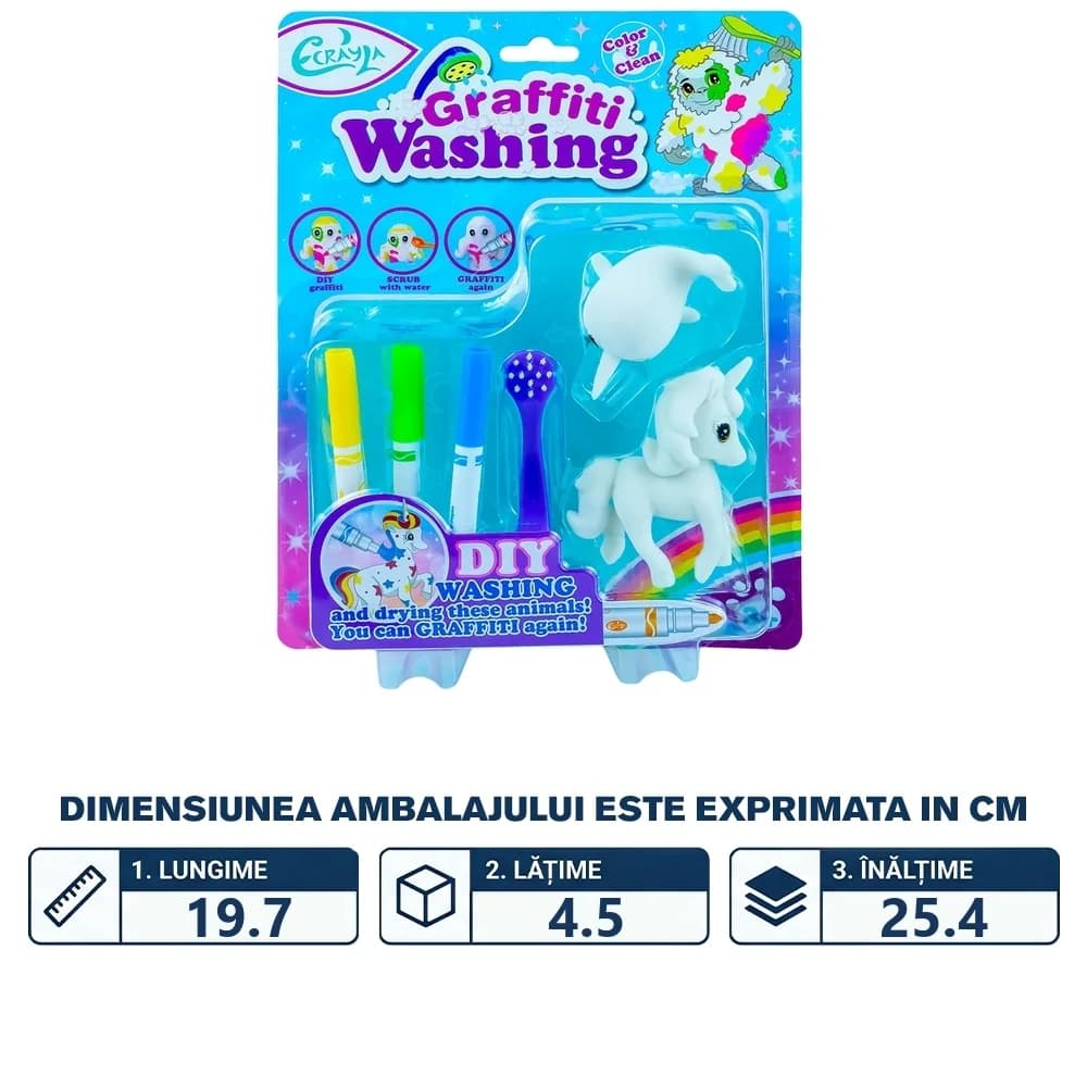 Set creativ, Animalute care pot fi desenate si spalate, 2 buc/set — miniatură