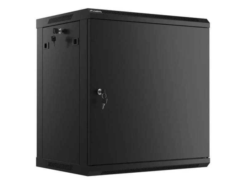 Dulap rack 19" perete 12U / 600x450 pentru auto-asamblare, cu ușă metalică, negru (flat pack)