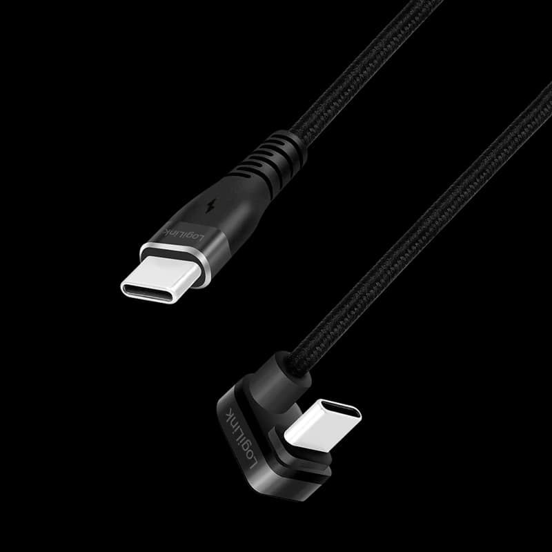CABLU alimentare si date LOGILINK, pt. smartphone, USB 2.0, USB Type-C (T) la USB Type-C (T) la 180 grade, 3m, 2 x ecranat, aluminiu, negru, "CU0194" — miniatură