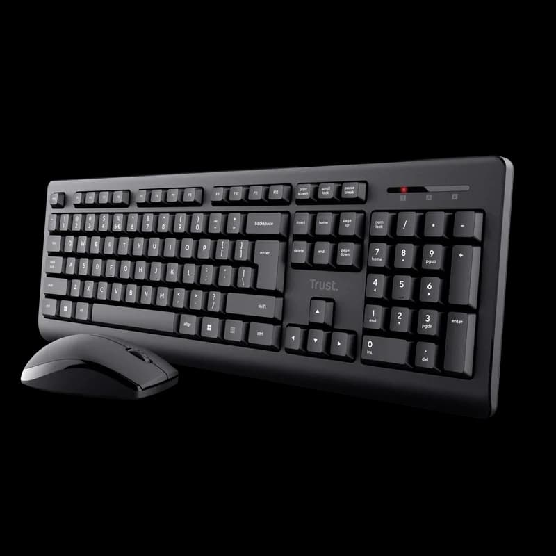 Kit Wireless tastatura si mouse TRUST Primo, taste numerice, Negru