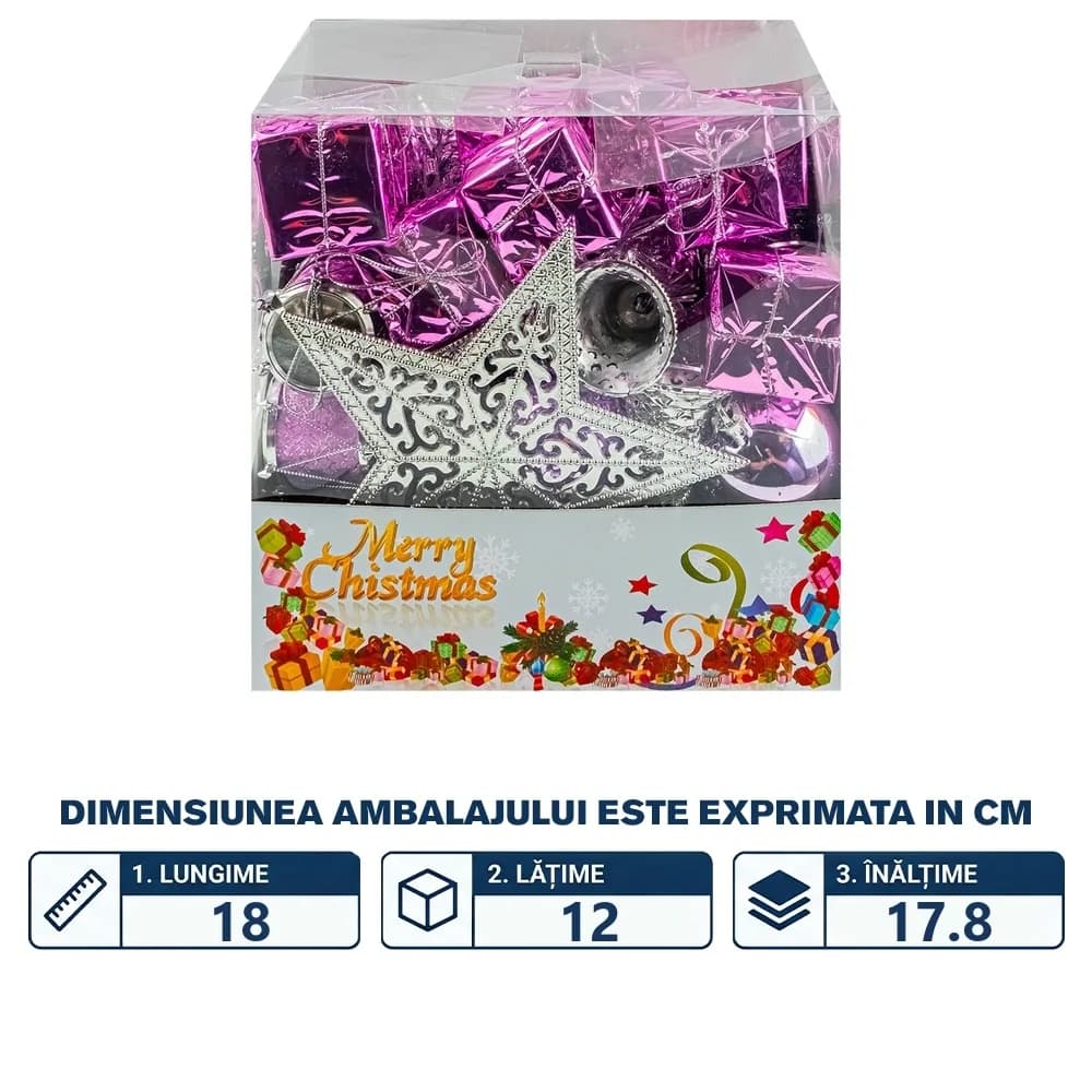 Globuri pom Craciun, Mov, 50 buc/set — miniatură