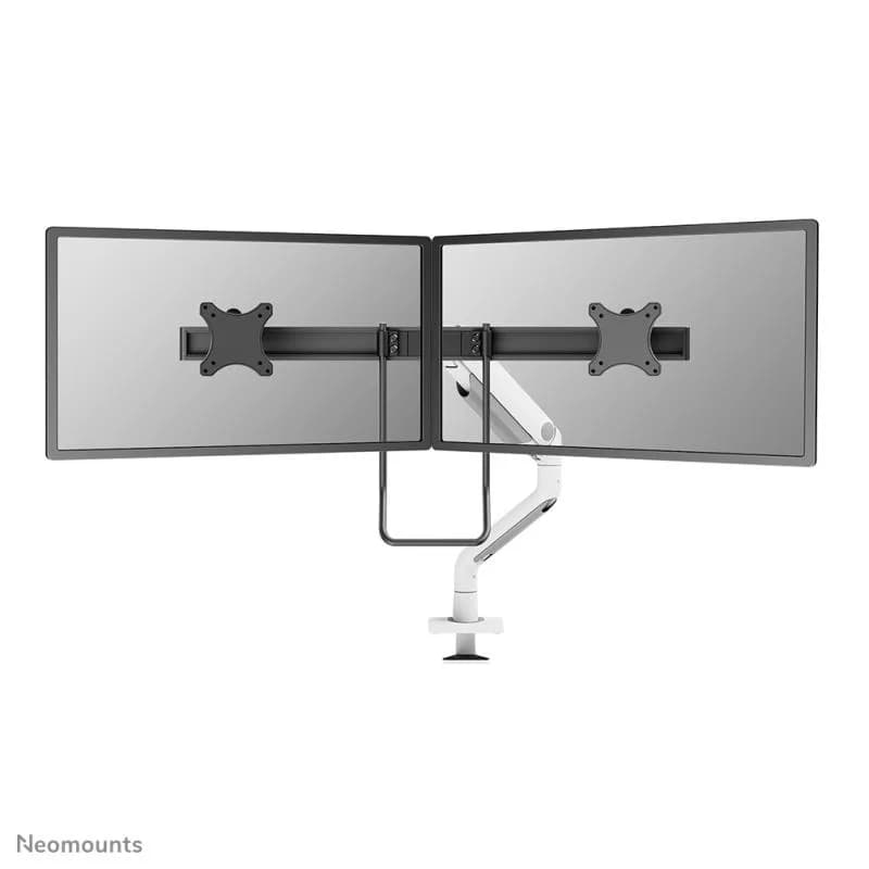 Brat dublu monitor Neomounts DS75S-950WH2; pentru display-uri cu diagonale 17"-32", sistem de prindere VESA 75x75~100x100, greutate maxima suportata 8 - per ecrankg, full motion, tilt 60°, swivel 90°, rotate 180°, distanta fata de perete 204-741mm; gas spring; culoare alb.