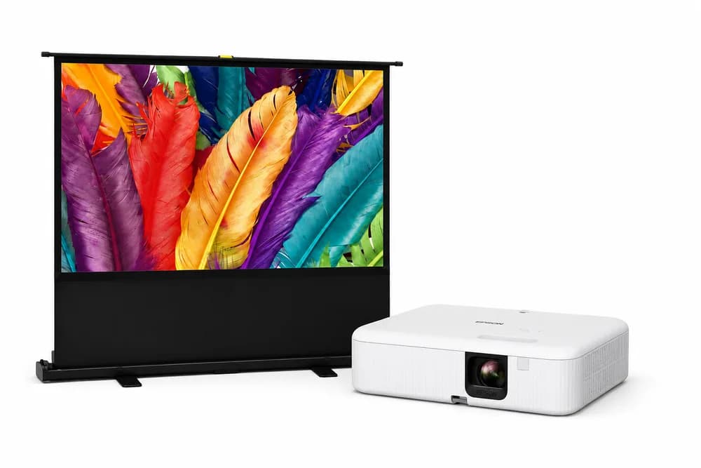 Pachet de proiecție Epson CO-FH02 + Ecran Portabil Pull-Up Blackmount 110"'(244x137) - TG26