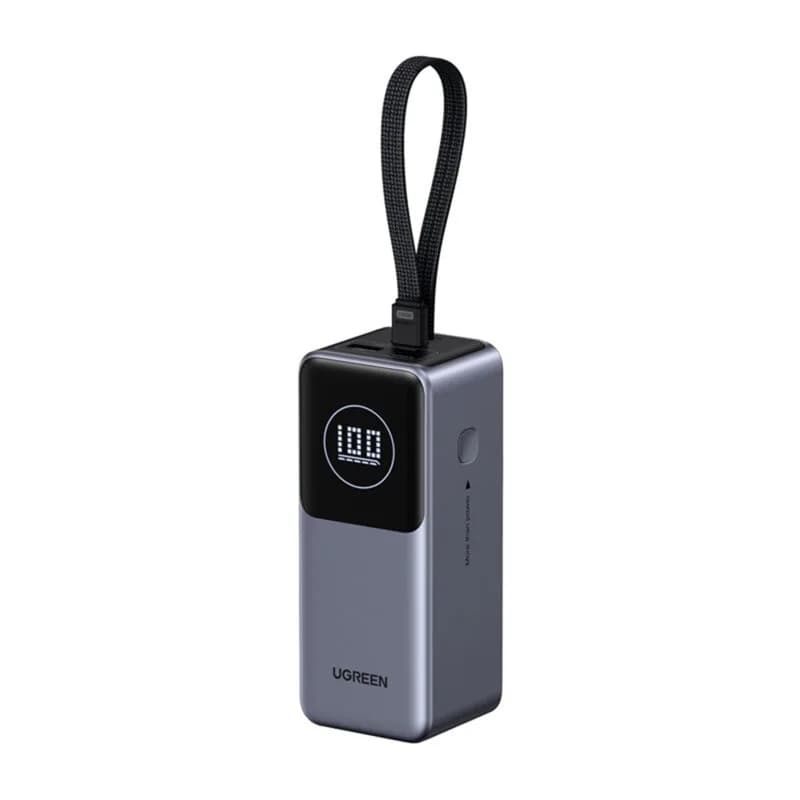 POWER BANK Ugreen "PB723", 20000mAh, 130W PD3.0, 1 x USB, 1 x USB Type-C, 1 x USB Type-C integrat, display, gri, "55365B" — miniatură