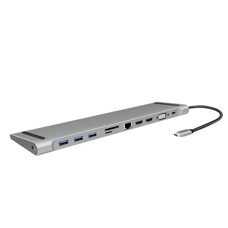 DOCKING Station LOGILINK universal, conectare PC USB TYPE-C 3.2, USB 3.0 x 3, porturi video VGA x 1, HDMI x 2, RJ-45, card reader, PD 3.0 pana la 100W, argintiu, "UA0373"