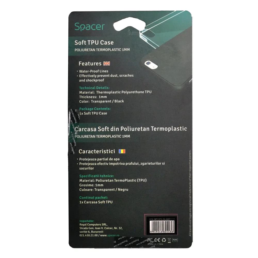 Husa Samsung A6 DUOS 2018 Spacer, transparenta, grosime 1 mm, material flexibil TPU "SPT-STS-SA.A6D2018" — miniatură