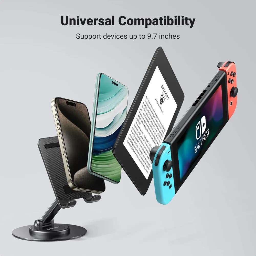 SUPORT Telefon Ugreen, "LP805" pt. SmartPhone, fixare pe birou, universal cu unghi reglabil, metalic, gri "35152" - 6941876231522 — miniatură