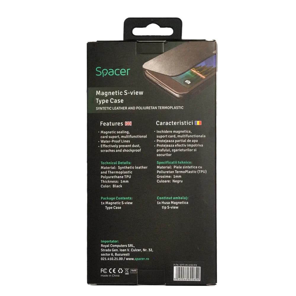 Husa Huawei telefon P9, negru, tip magnetica, tip portofel, "SPT-M-HW.P9" — miniatură