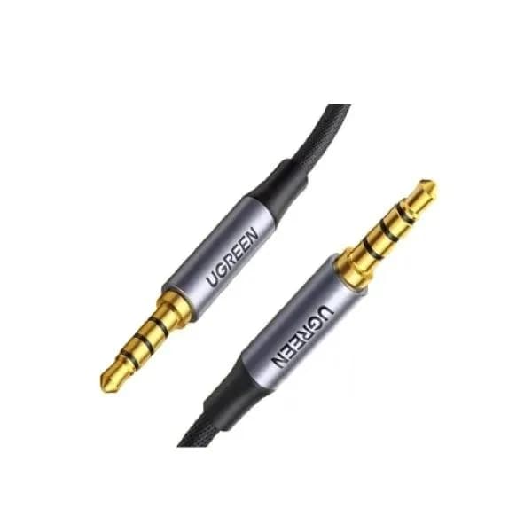 CABLU audio Ugreen, "AV183" stereo 4-pini (3.5 mm jack T/T), conectori auriti, 1.5m, braided, negru "20497" - 6957303824977 — miniatură