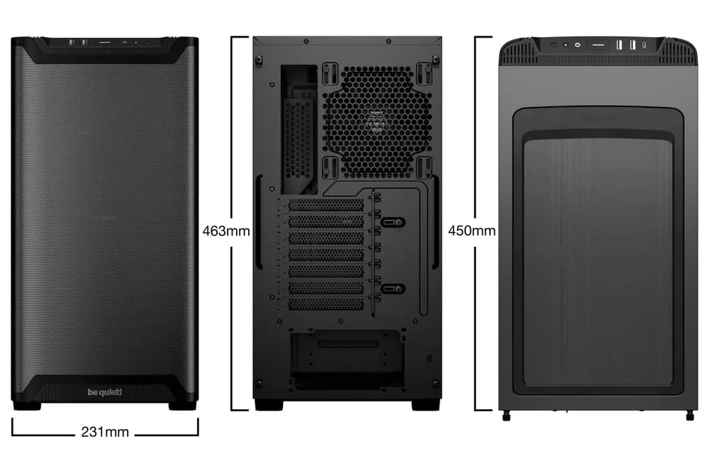 CARCASA be quiet "PURE BASE 501", middle tower, gaming, fara sursa, suporta 6xfan, 2xfan inclus, PSU shroud, USB Type-C x 1, USBx2, audio+mic, 7 sloturi expansiune, negru, "BGW74" — miniatură