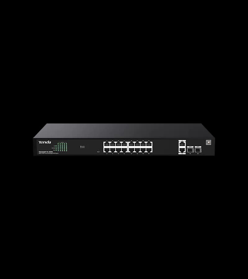 SWITCH TENDA PoE cloud managed, 18 GE+2 SFP porturi Gigabit, buget PoE 250W, metalic "TEG2220P-16-250W"