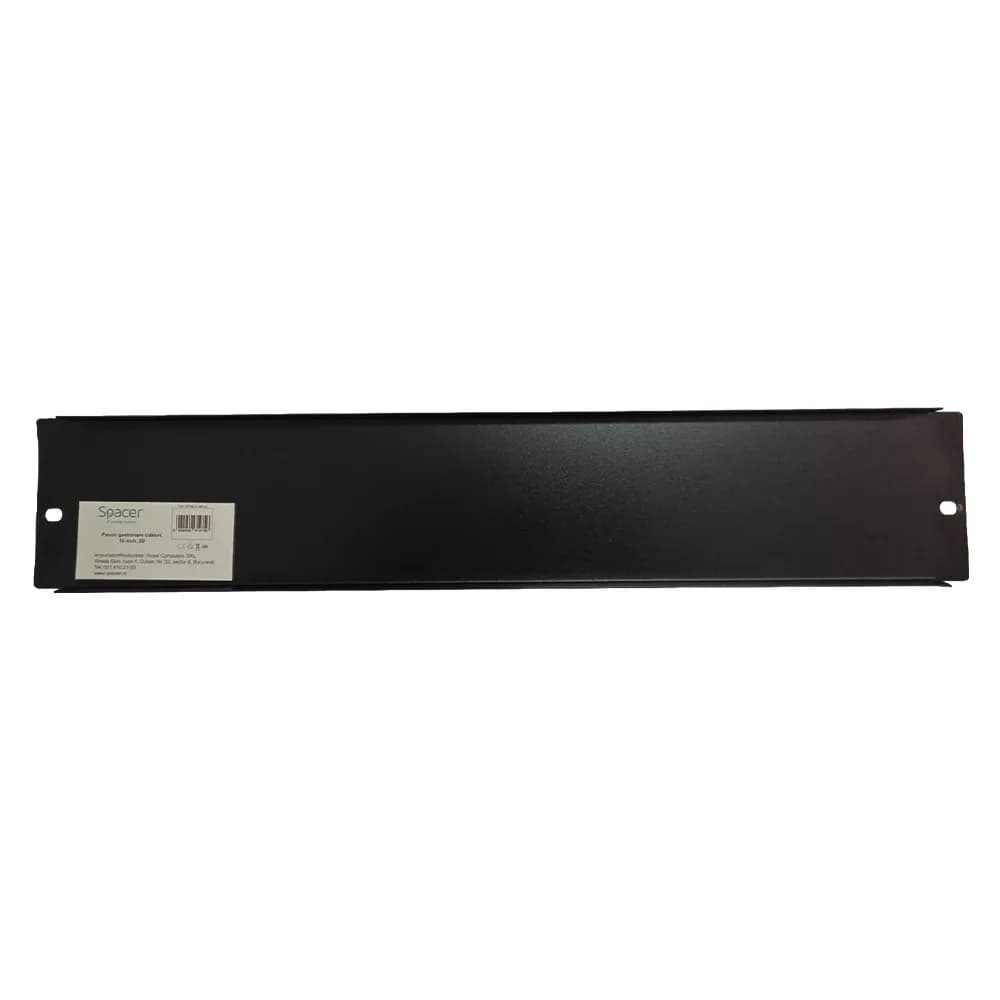 PANOU gestionare cabluri SPACER, tip masca orizontala blank, 19 inch, 2U, negru, "SPCM-2U-BK-03" — miniatură