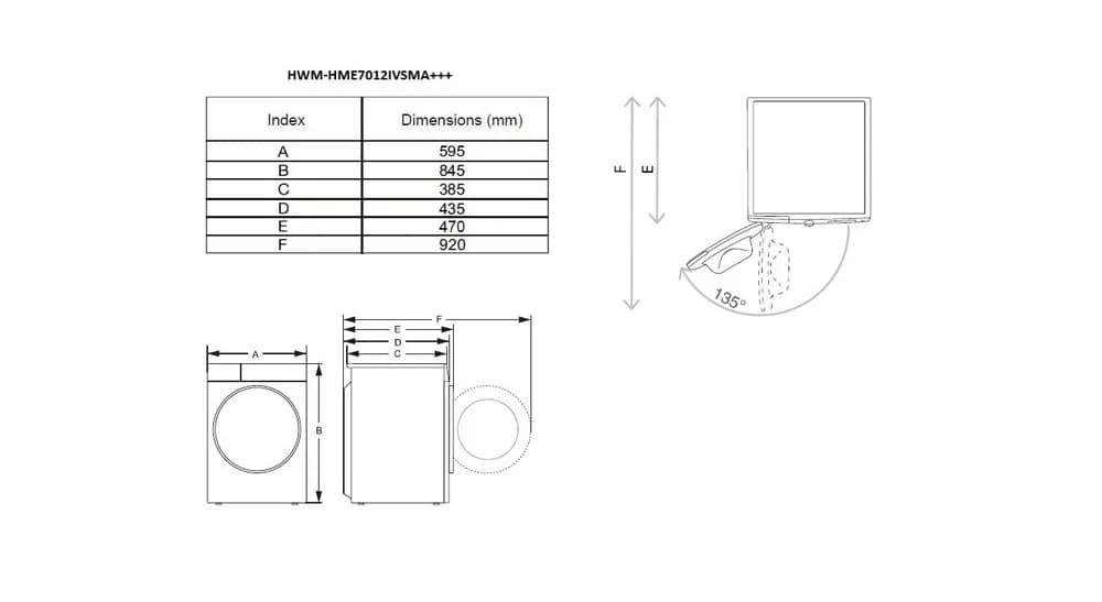 Masina de spalat rufe HEINNER HWM-HME7012IVSMA+++, 7 kg, 1200 rpm, Clasa: A, Alb — miniatură