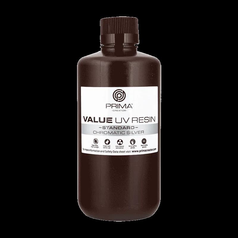 Rășină 3D PrimaCreator Value UV / DLP – 1 kg – Chromatic Silver — miniatură