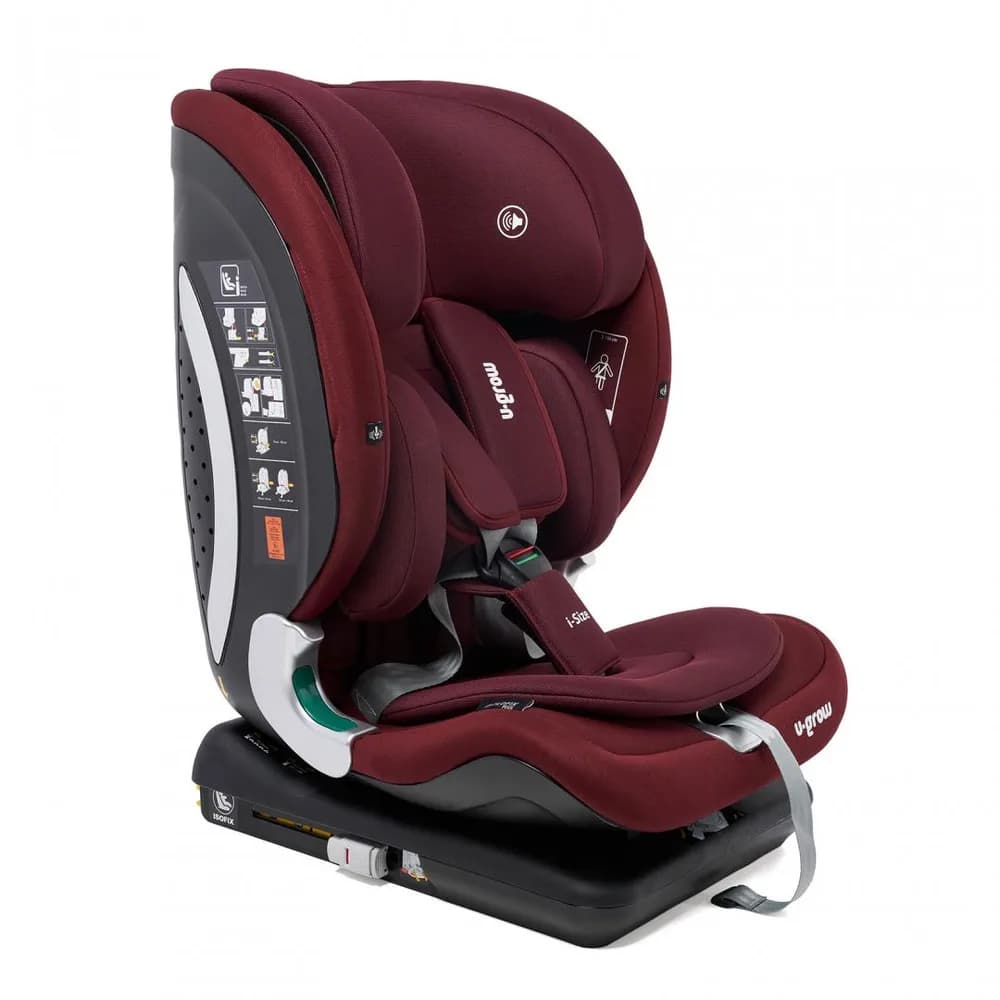 Scaun auto I-size U-Grow Goldfix Plus, isofix, 76-150 cm (9-36 kg), boxa bluetooth, rosu — miniatură