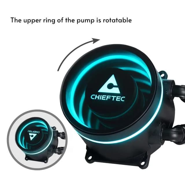 COOLER Chieftec "Iceberg 240 RGB", skt. Intel si AMD, racire cu lichid, 2 x 120mm, 500 - 2200 RPM, iluminare RGB - infinity mirror cooling block, ventilatoare RGB, negru "CLC-240RGB" — miniatură