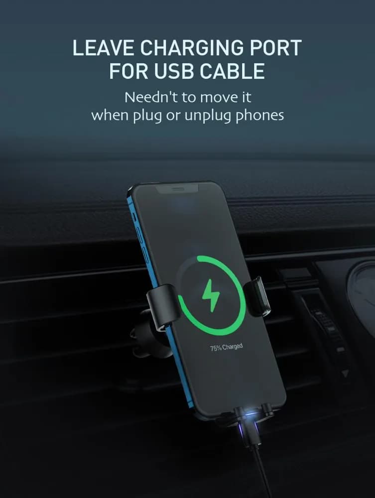 Suport auto telefon Gravity Serioux CH03, Material: ABS+ aluminium, mod de instalare: tip cataramă, poziție de fixare: aerisire, culoare: negru, potrivit pentru: telefon mobil — miniatură