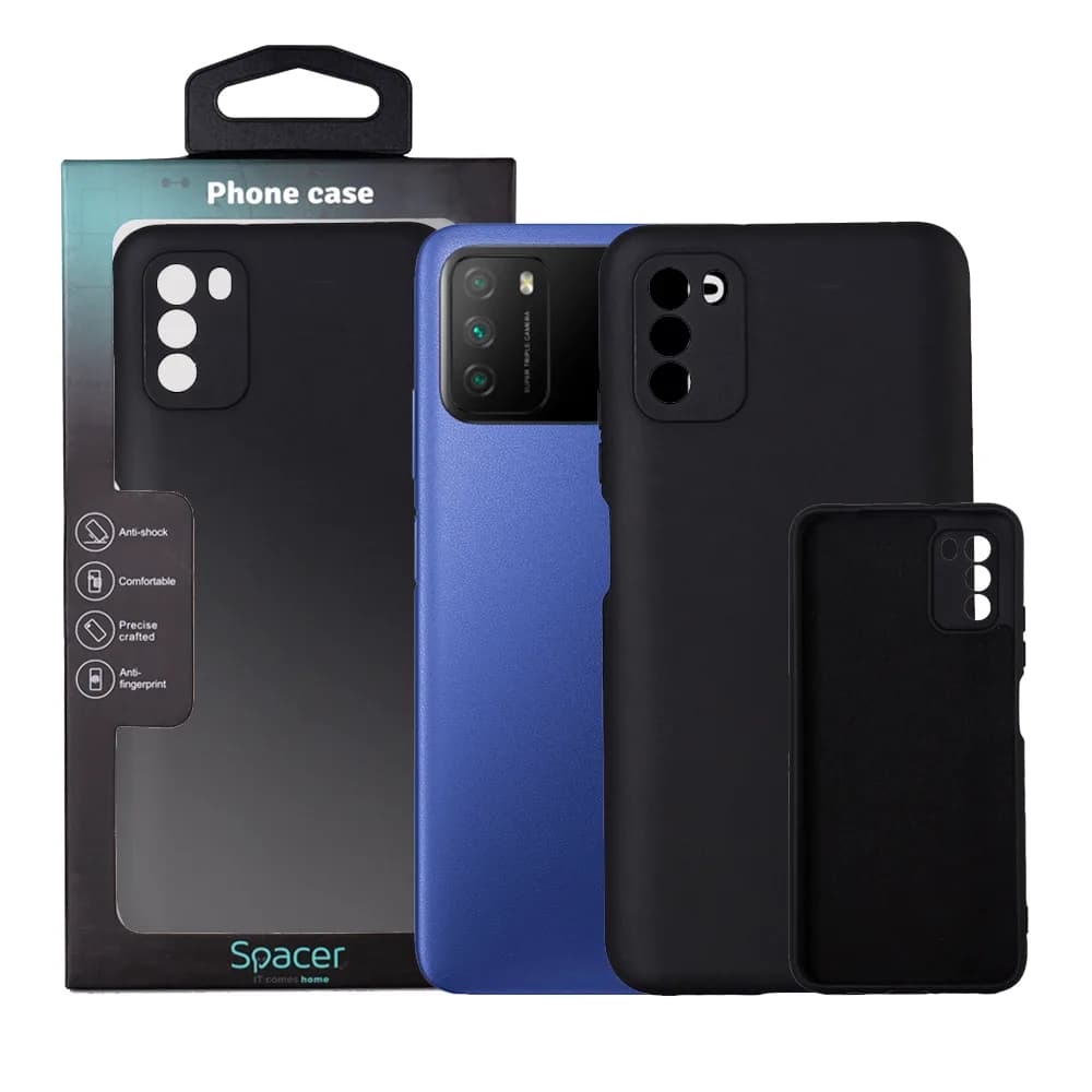 Husa Xiaomi Pocophone M3 Spacer, negru, grosime 2mm, material flexibil silicon + interior cu microfibra "SSPPC-XI-PC-M3-SLK"