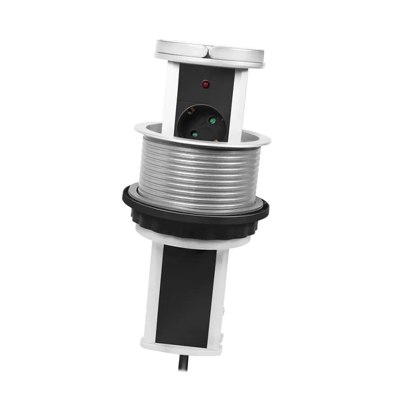 PRELUNGITOR LOGILINK, mecanism ridicare/coborare, indicator LED, Schuko x 3, 230 V/16 A 3500 W max, cablu 3G 1.5mm2, 1.8 m, argintiu/negru/alb "LPS235A" (include TV 0.18lei) — miniatură