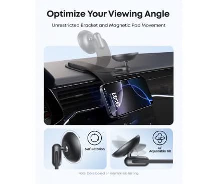 Suport auto pentru smartphone Anker, Nano, prindere bord, rotire 360grade, ajustabil 45grade, detasabil, negru, "A9110H11" - 194644272562 — miniatură