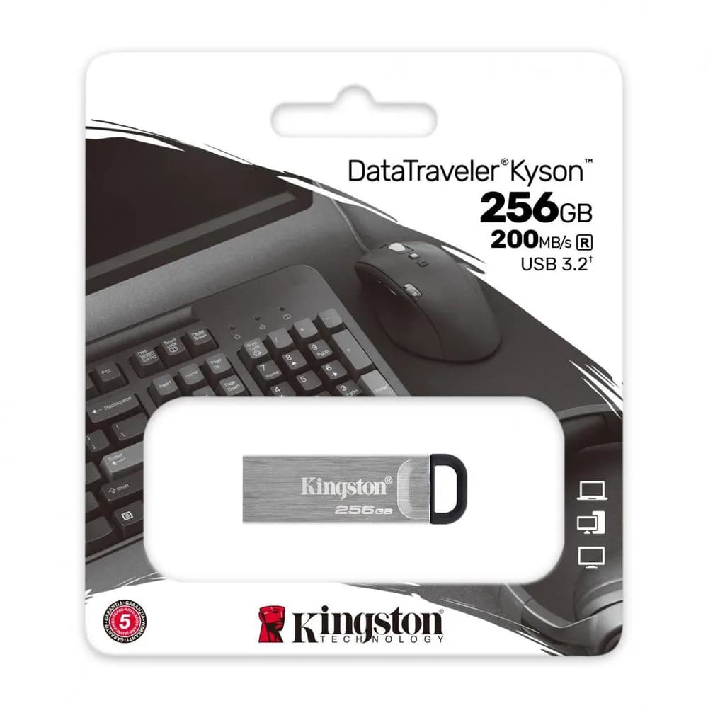 Memorie USB Kingston DataTraveler Kyson 256GB, USB 3.2, Argintiu — miniatură