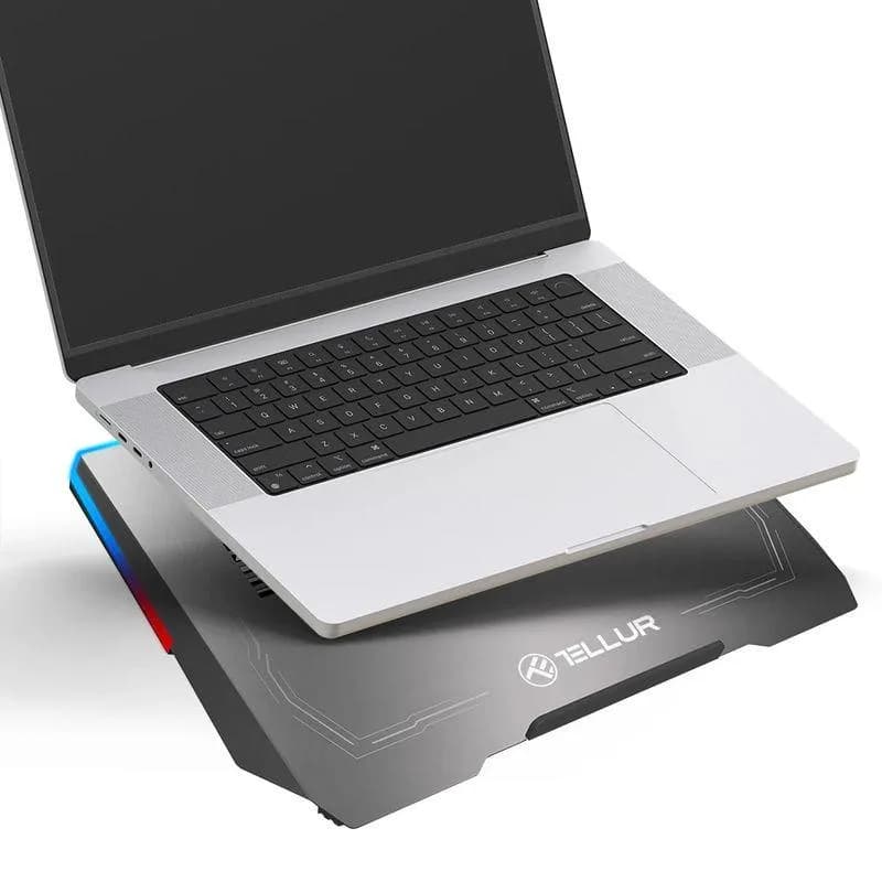 Stand/Cooler notebook TELLUR Shade, pana la 17 inch, 3 ventilatoare, Argintiu — miniatură