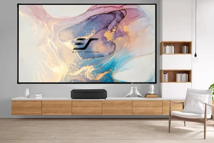 Pachet proiectie cu videoproiector UST EPSON EH-LS800B, ANDROID TV, 4000 LUMENI si ecran fama fixa Elitescreens AR120H