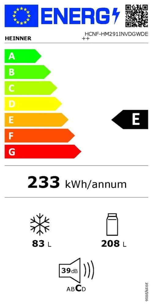 Combina frigorifica HEINNER HCNF-HM291INVDGWDE++, No Frost, 291 l, Clasa E, Dozator apa, Compresor inverter, Gri antracit texturat — miniatură
