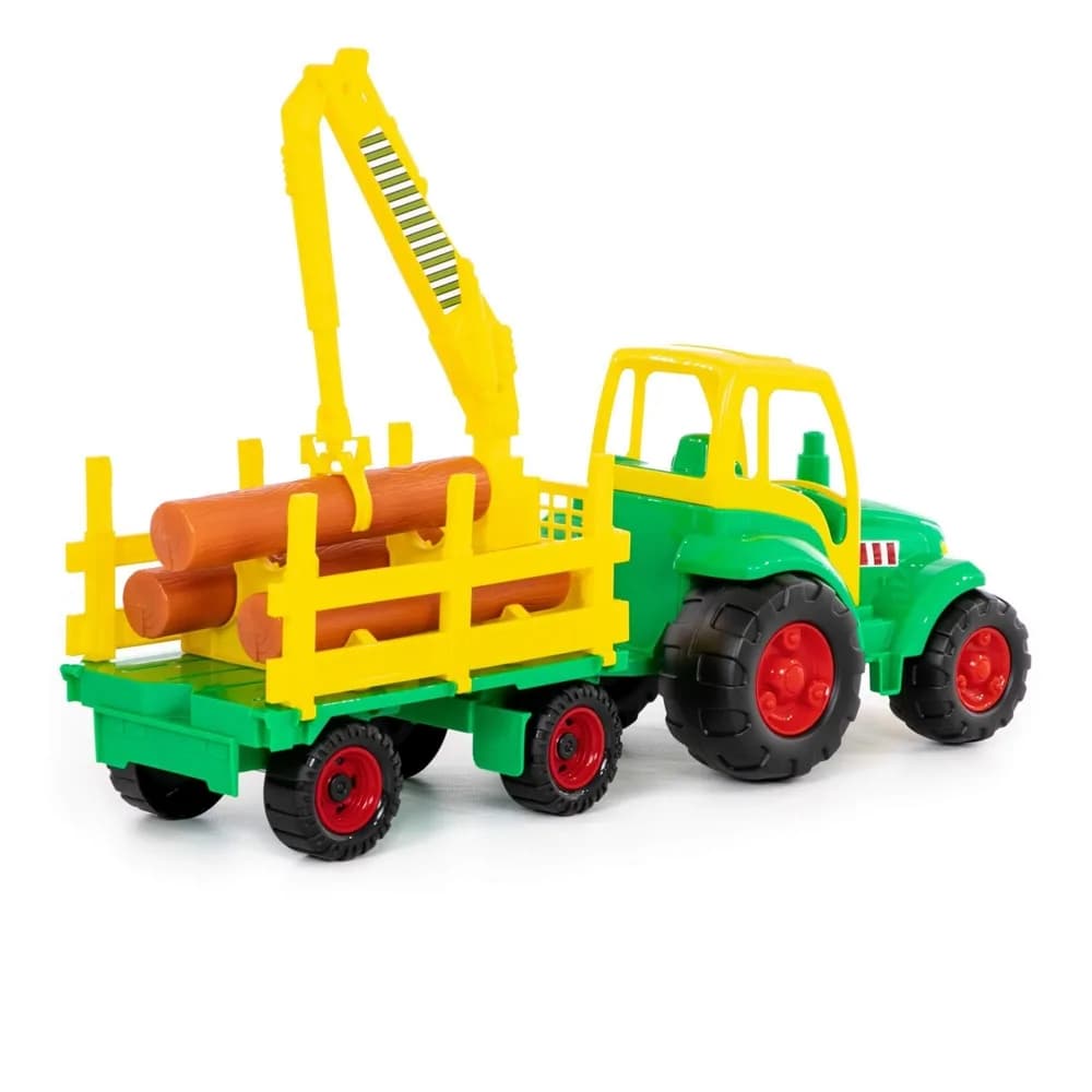 Tractor cu remorca lemne - Champion, 68x22x26 cm, Polesie — miniatură