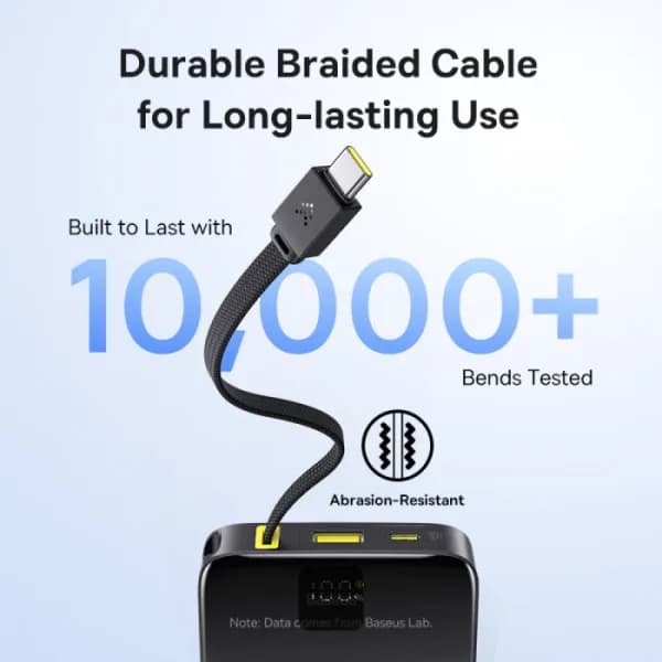 POWER BANK Baseus EnerFill FC51 Bipow2 Pro, 10000mAh, 22.5W, 1 x USB Type-C, 1 x USB, cablu integrat USB Type-C 22cm, negru, "E0027600" - 6932172691875 — miniatură