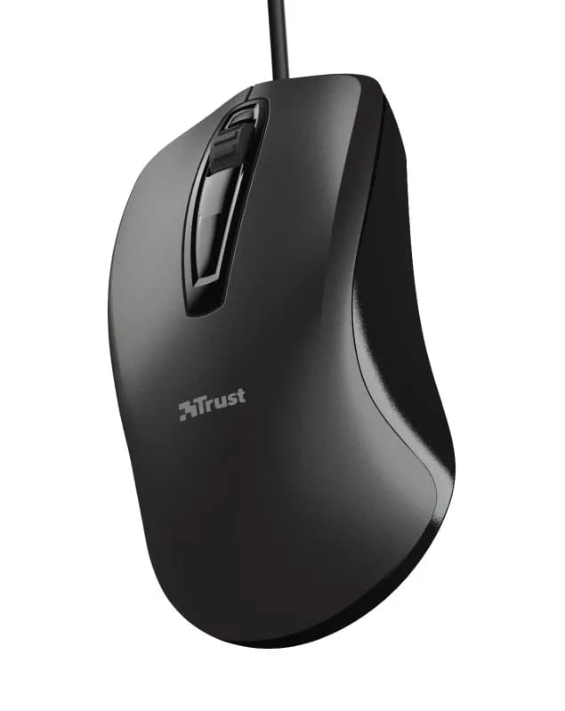 MOUSE TRUST, "Carve", PC sau NB, cu fir, USB, optic, 1200 dpi, butoane/scroll 3/1, negru, "TR-23733" — miniatură