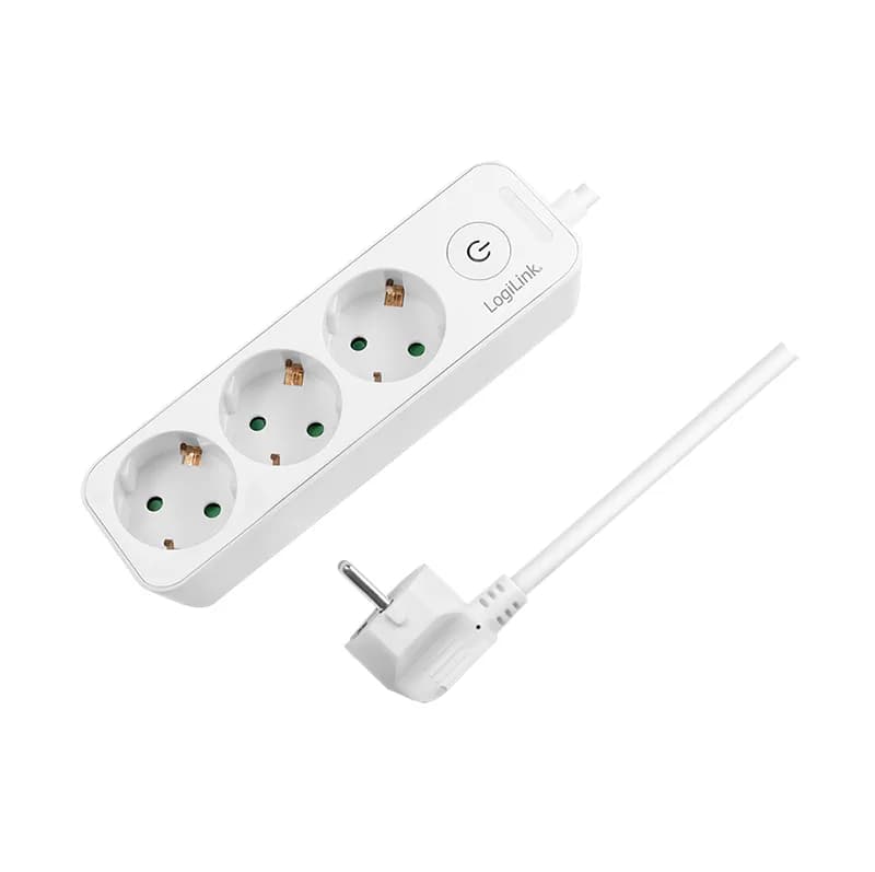 PRELUNGITOR LOGILINK, Schuko x 3, cablu 3G 1.5mm2, 230 V/16 A, 50 Hz, max. 3600 W, buton intrerupator iluminat, IP20, 1.5m, alb "LPS244" (include TV 0.80lei)