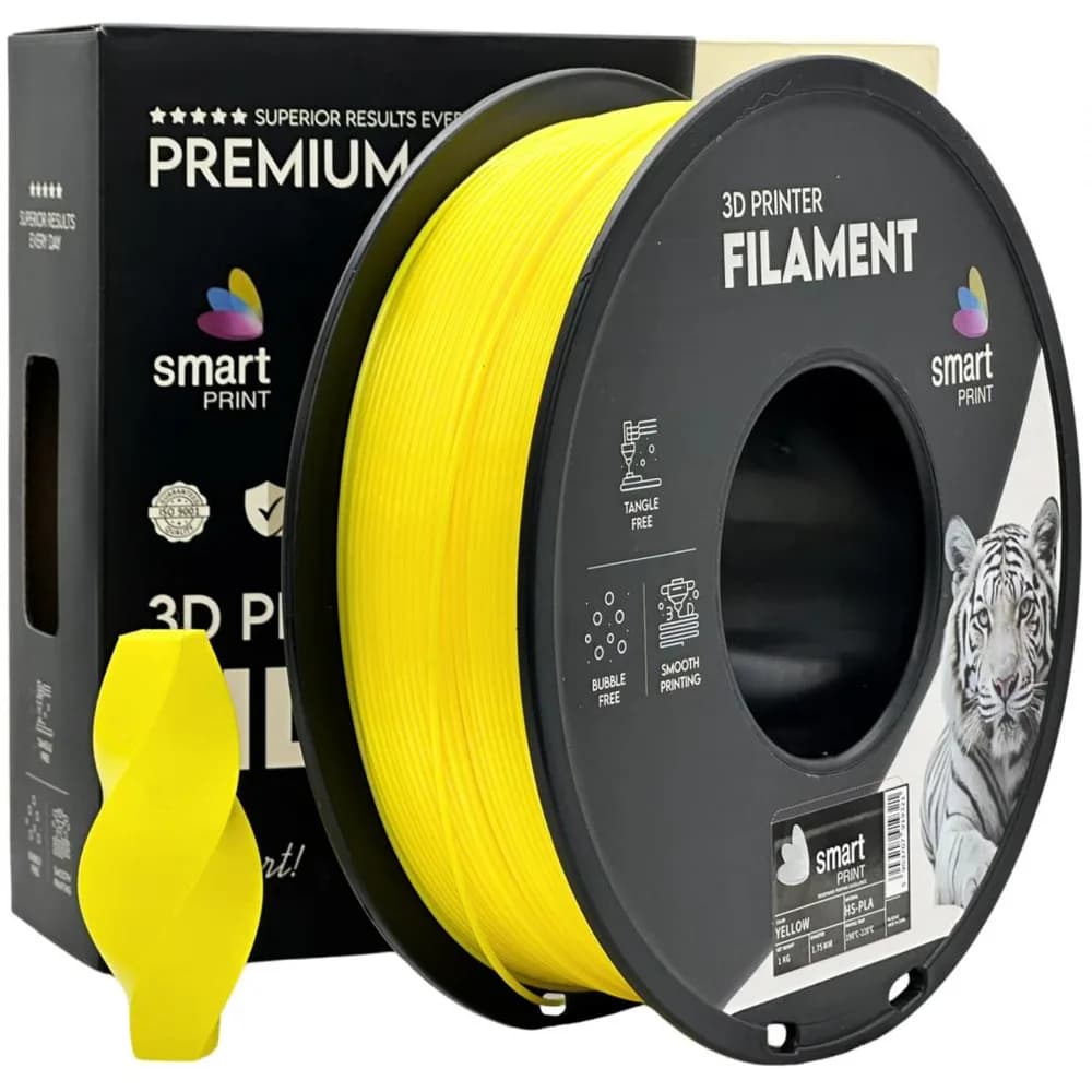 Filament 3D Smart Print, Diamentru 1.75mm, Greutate: 1KG, Culoare: GALBEN, Material: PLA, Temperatura duza: 180-240c.