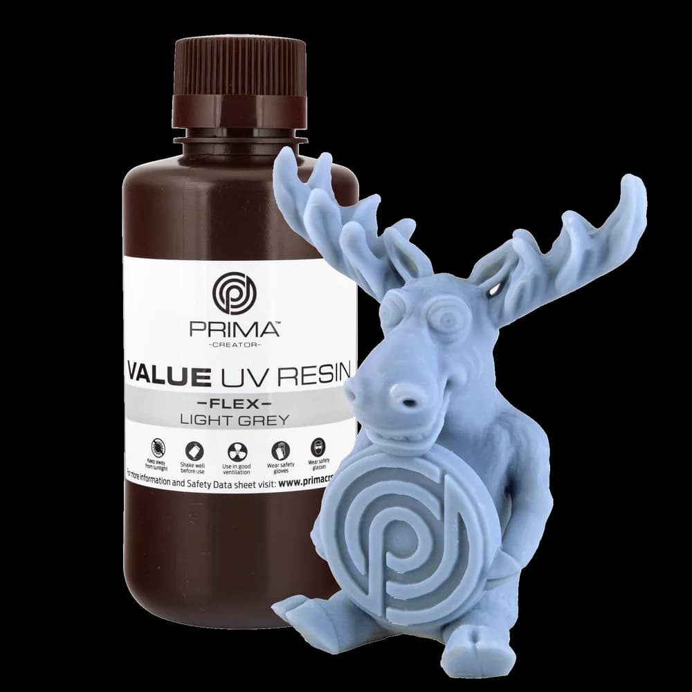 Rășină 3D PrimaCreator Value Flex UV – 500 g – Light Grey