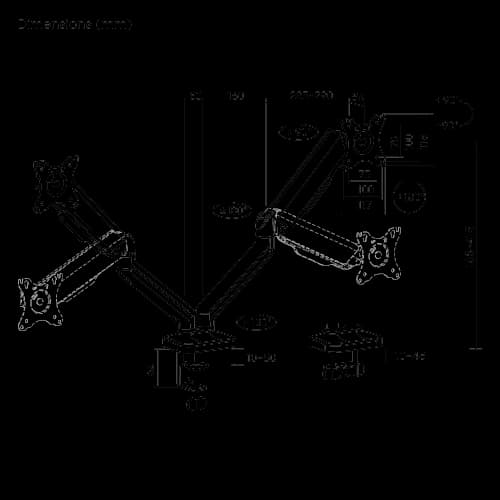 Braț pentru monitor cu contragreutate Material: Oțel, Plastic Tehnologie: Arc Suprafață finisaj : Vopsit electrostatic, Acoperire cu Pulbere Dimensiune compatibila ecran: 17"-32" Greutate maxima (pe ecran): 2~9 kg Compatibilitate VESA: 75x75, 100x100 Interval de inclinare : +90°-90° Interval de — miniatură